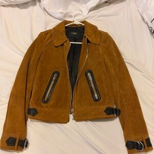 Maje Brown Suede Leather Jacket